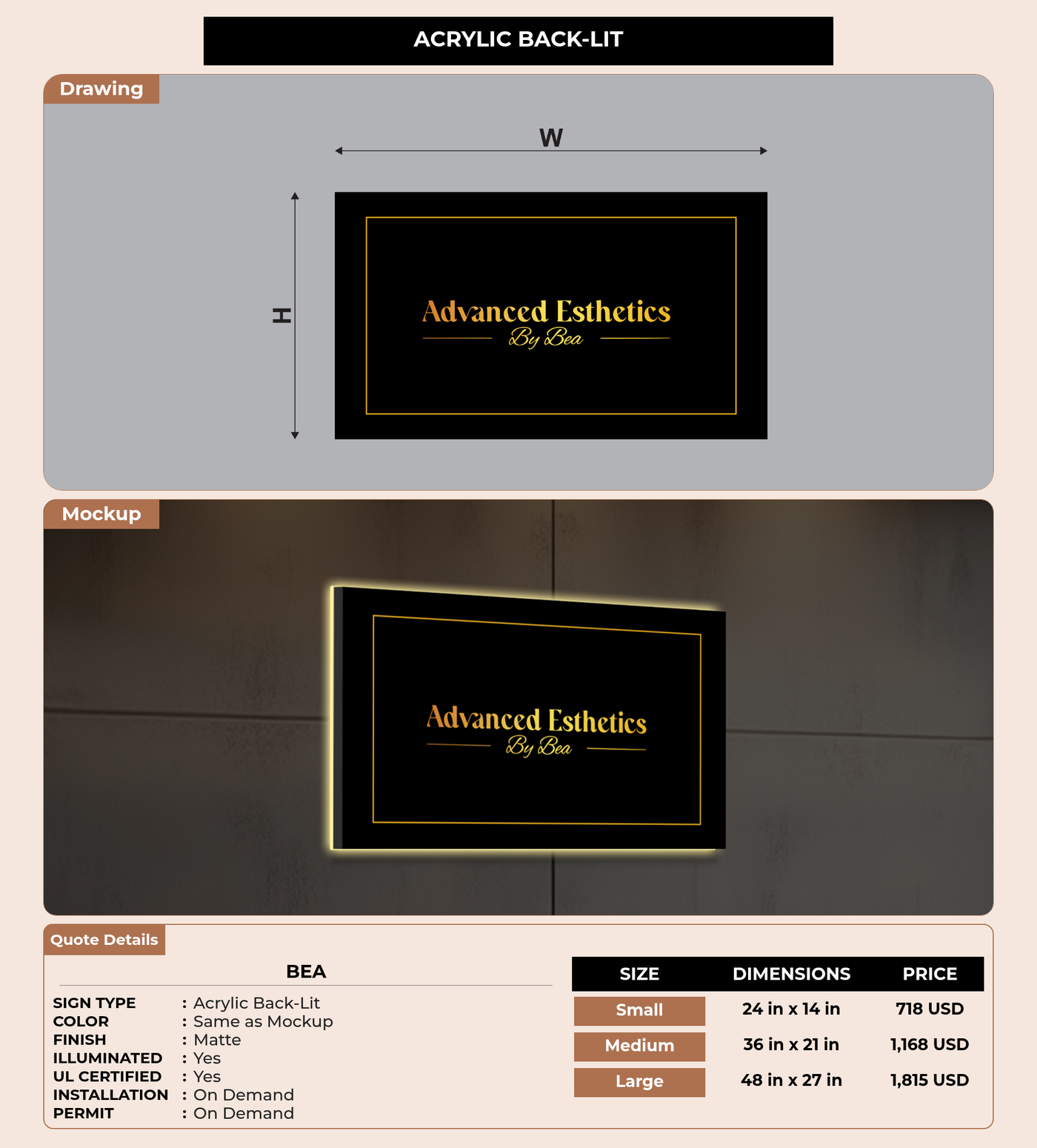 CUSTOM MOCKUP SIGN FOR Bea