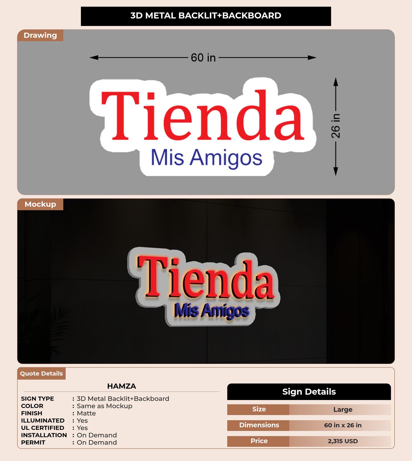 CUSTOM MOCKUP SIGN FOR Hamza