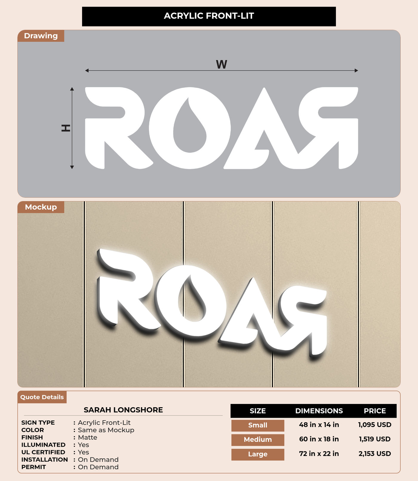 CUSTOM MOCKUP SIGN FOR sarah longshore