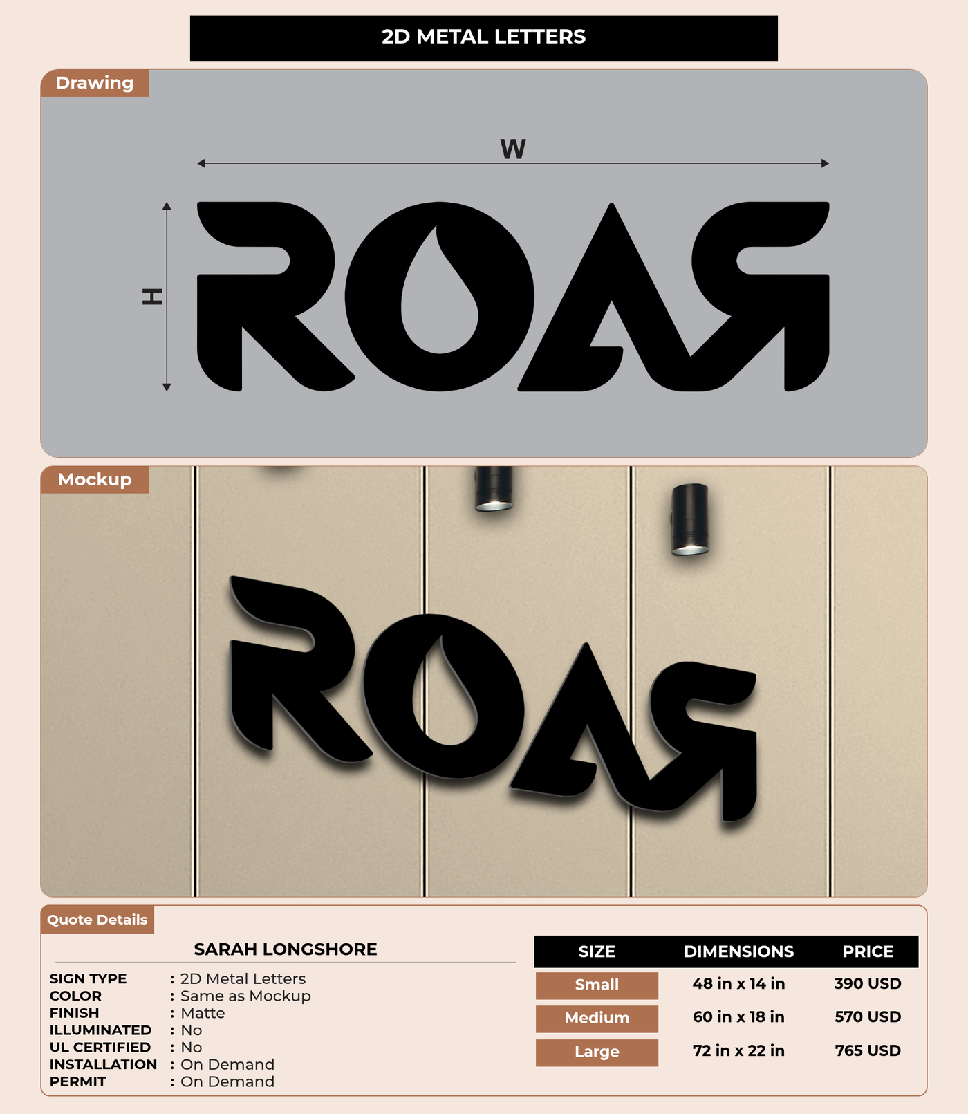 CUSTOM MOCKUP SIGN FOR sarah longshore
