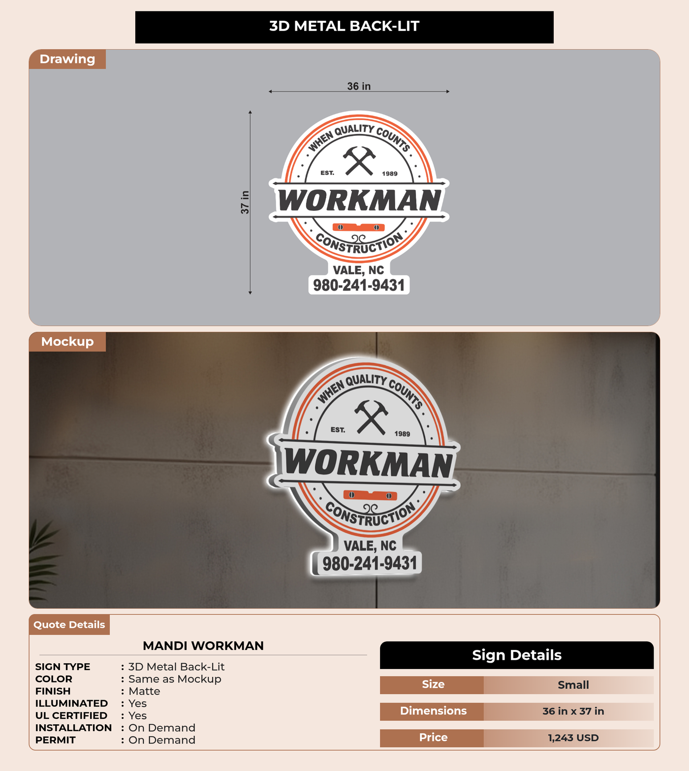 CUSTOM MOCKUP SIGN FOR Mandi Workman
