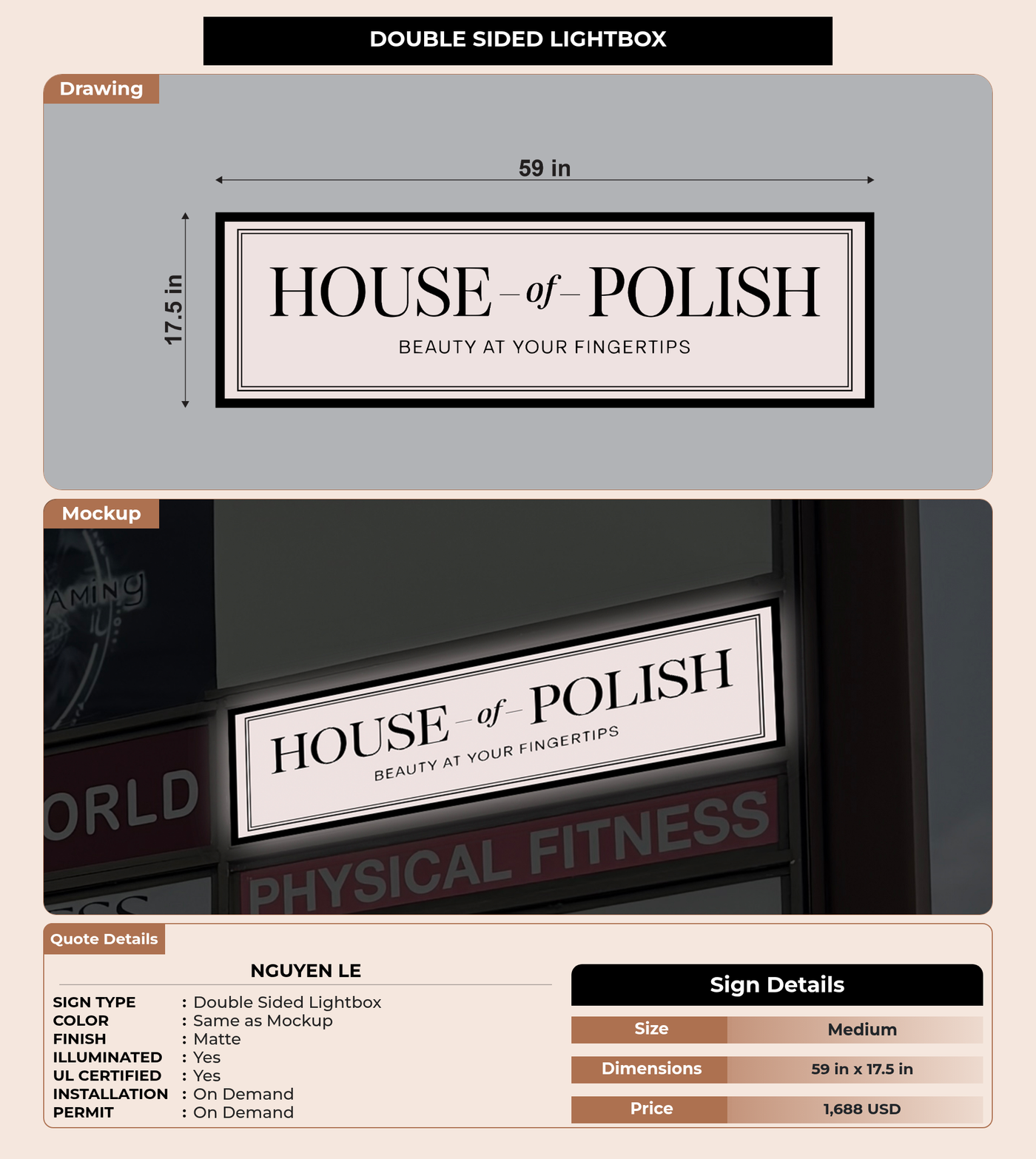 CUSTOM MOCKUP SIGN FOR Nguyen Le