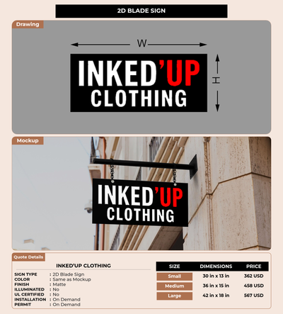 CUSTOM MOCKUP SIGN FOR INKED’UP CLOTHING