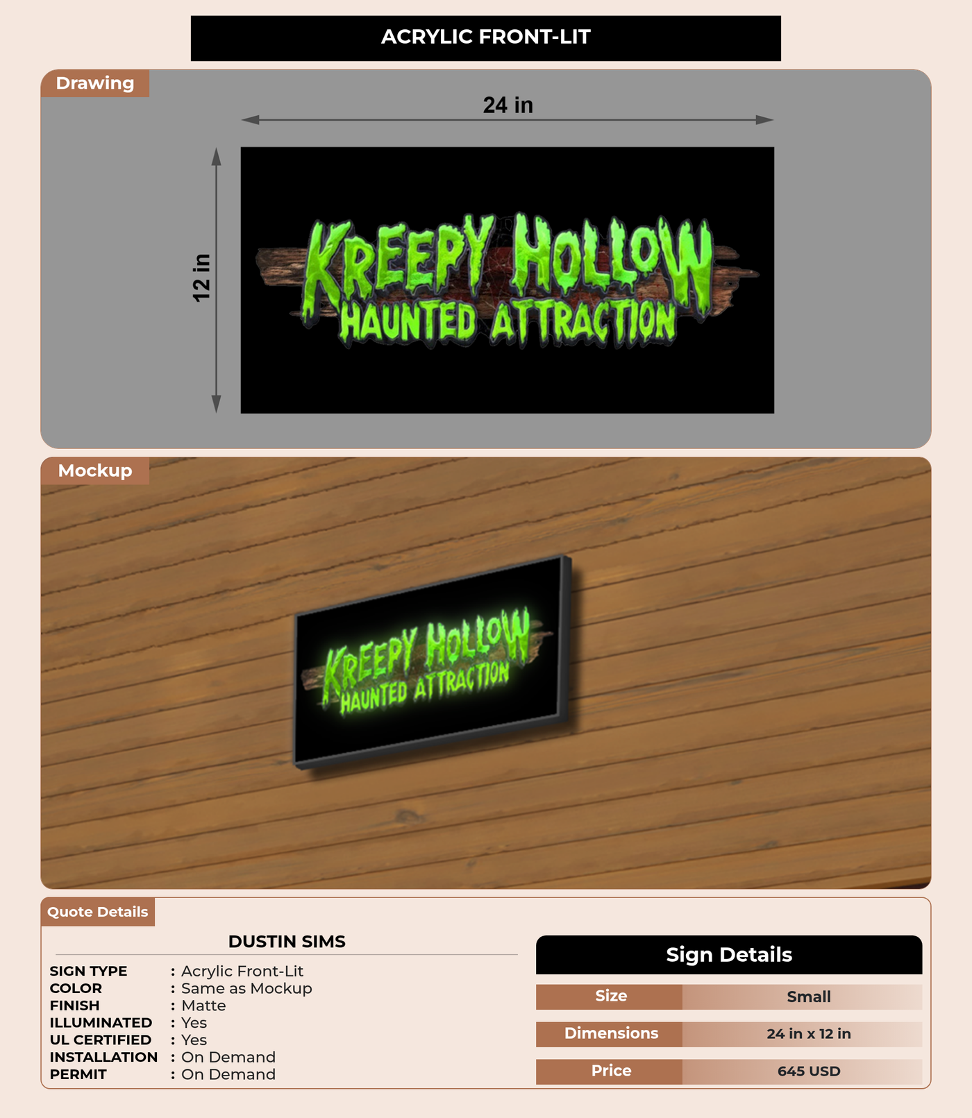 CUSTOM MOCKUP SIGN FOR Dustin Sims