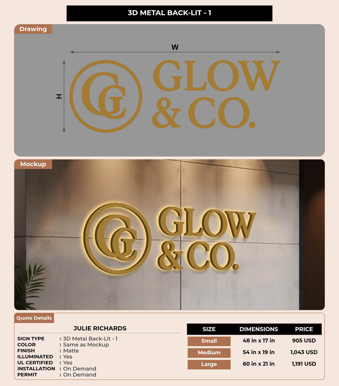 CUSTOM MOCKUP SIGN FOR Julie Richards