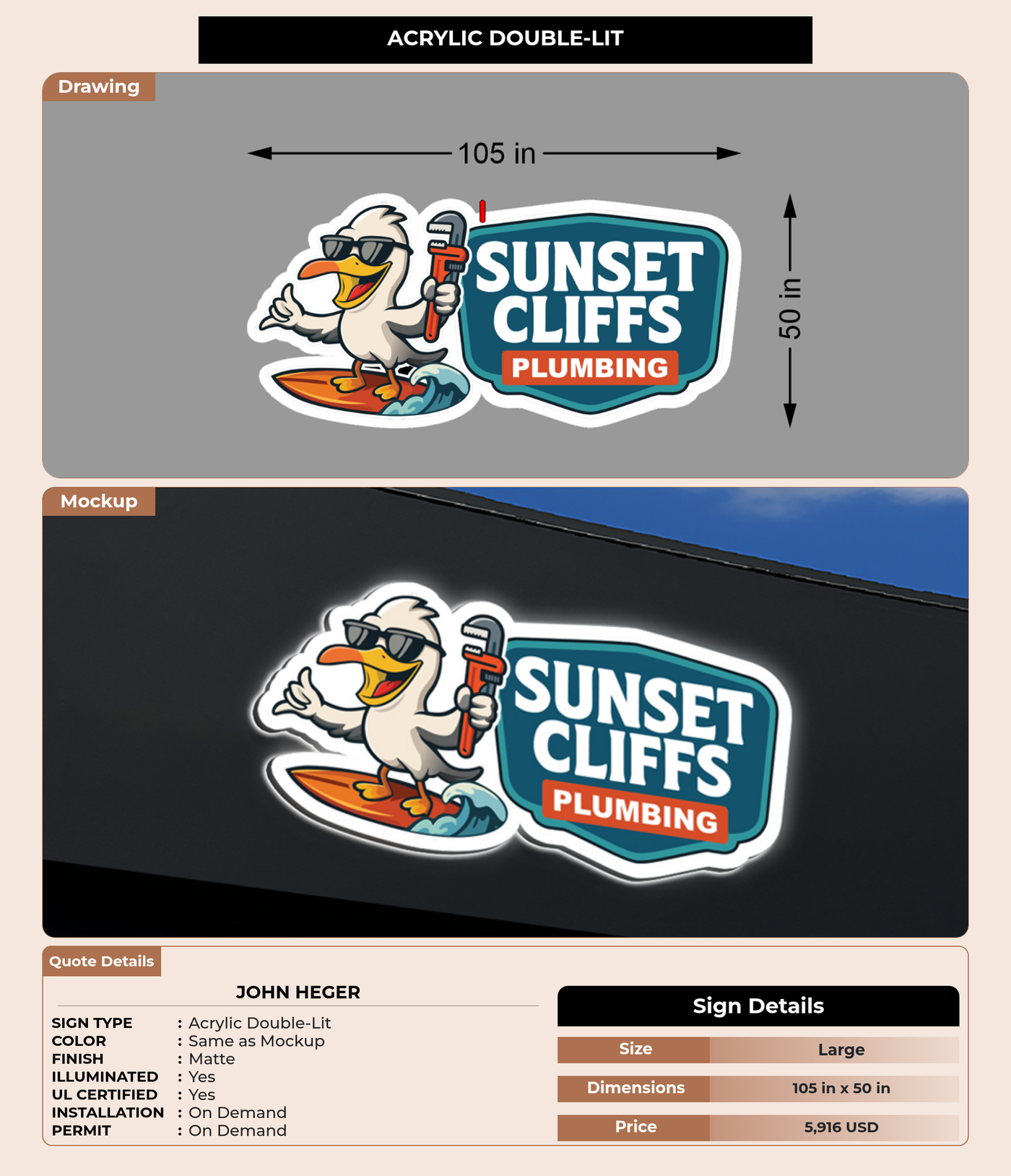 CUSTOM MOCKUP SIGN FOR John Heger