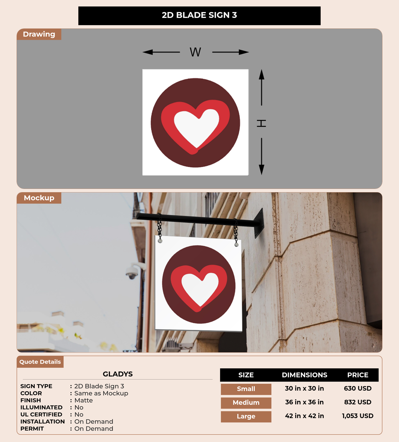 CUSTOM MOCKUP SIGN FOR Gladys