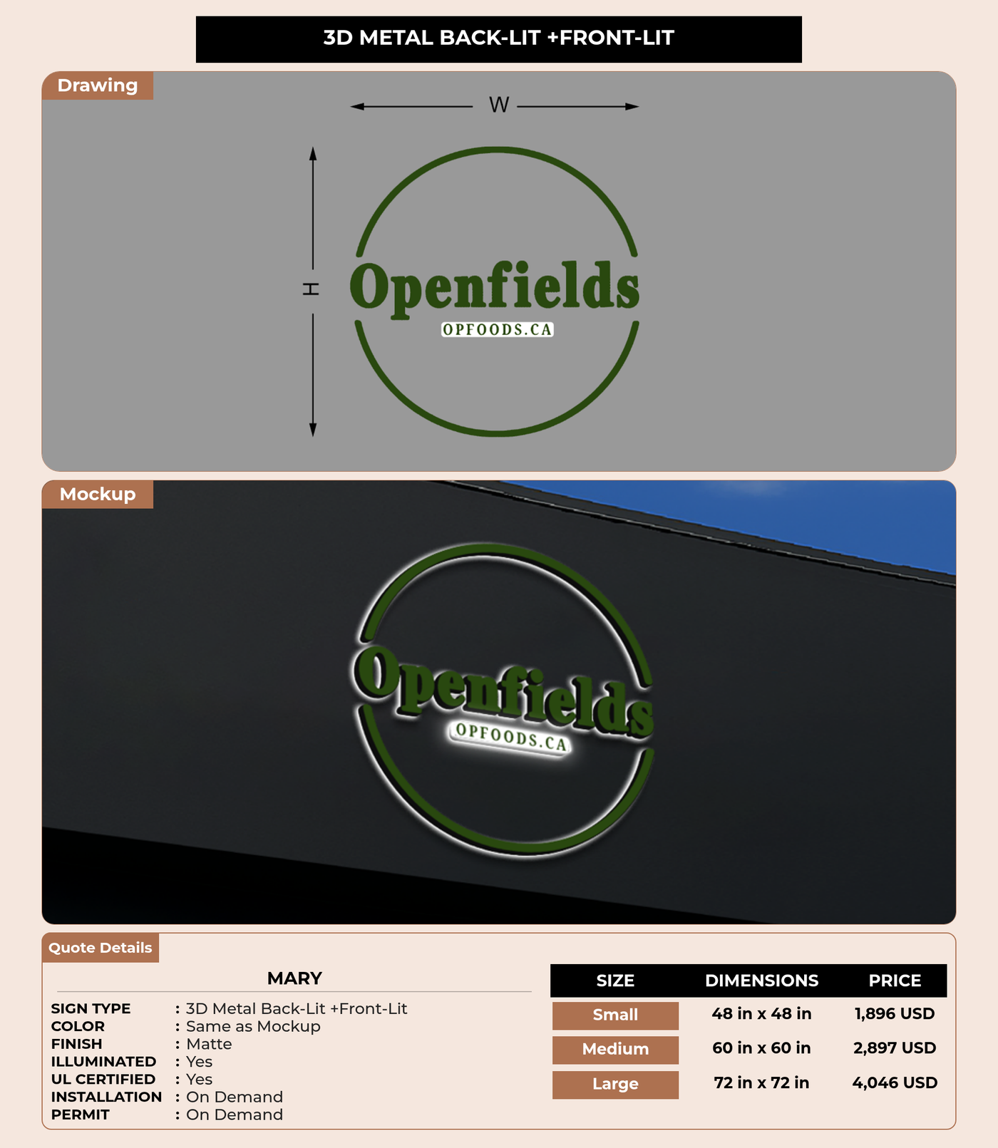 CUSTOM MOCKUP SIGN FOR Mary