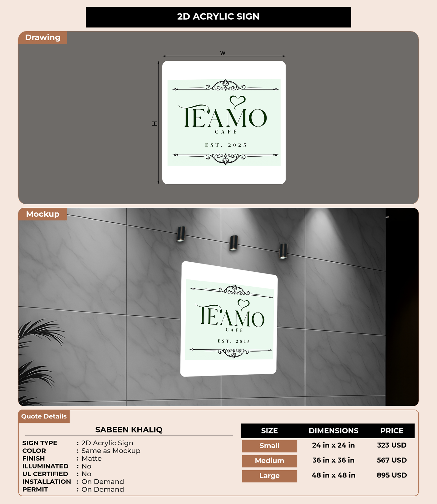 CUSTOM MOCKUP SIGN FOR sabeen khaliq