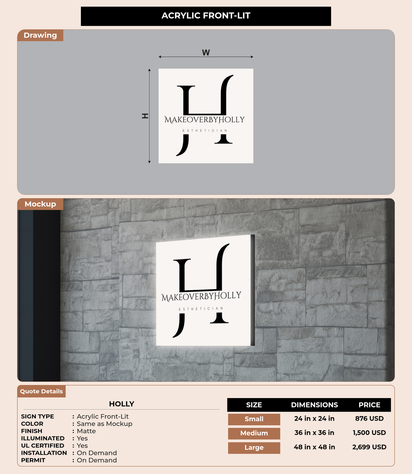 CUSTOM MOCKUP SIGN FOR Holly