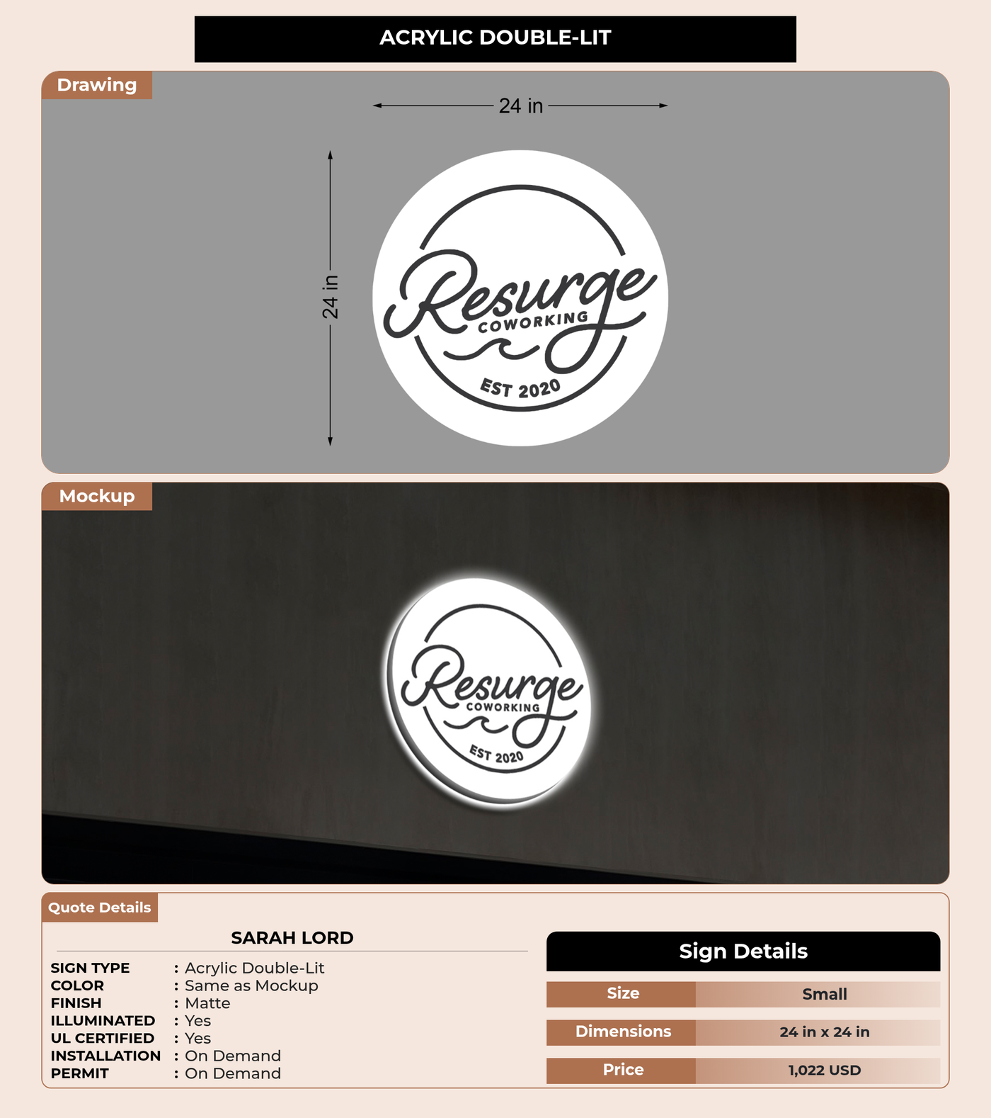 CUSTOM MOCKUP SIGN FOR sarah lord