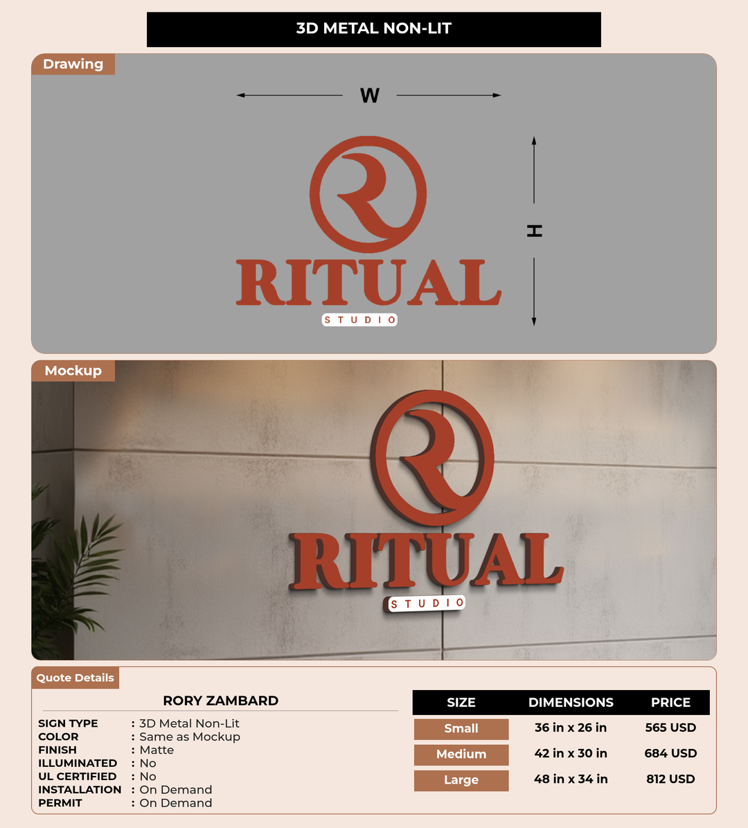 CUSTOM MOCKUP SIGN FOR Rory Zambard