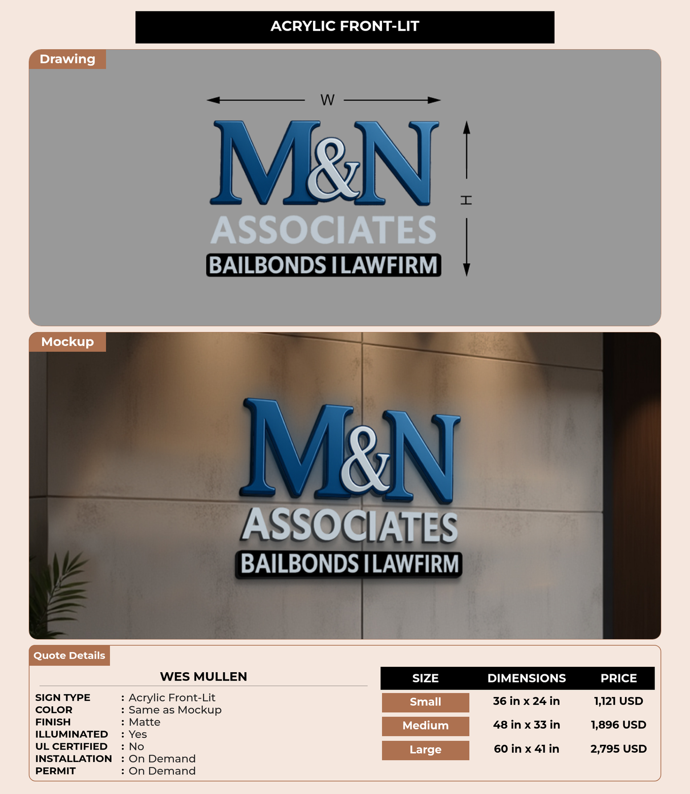 CUSTOM MOCKUP SIGN FOR Wes mullen