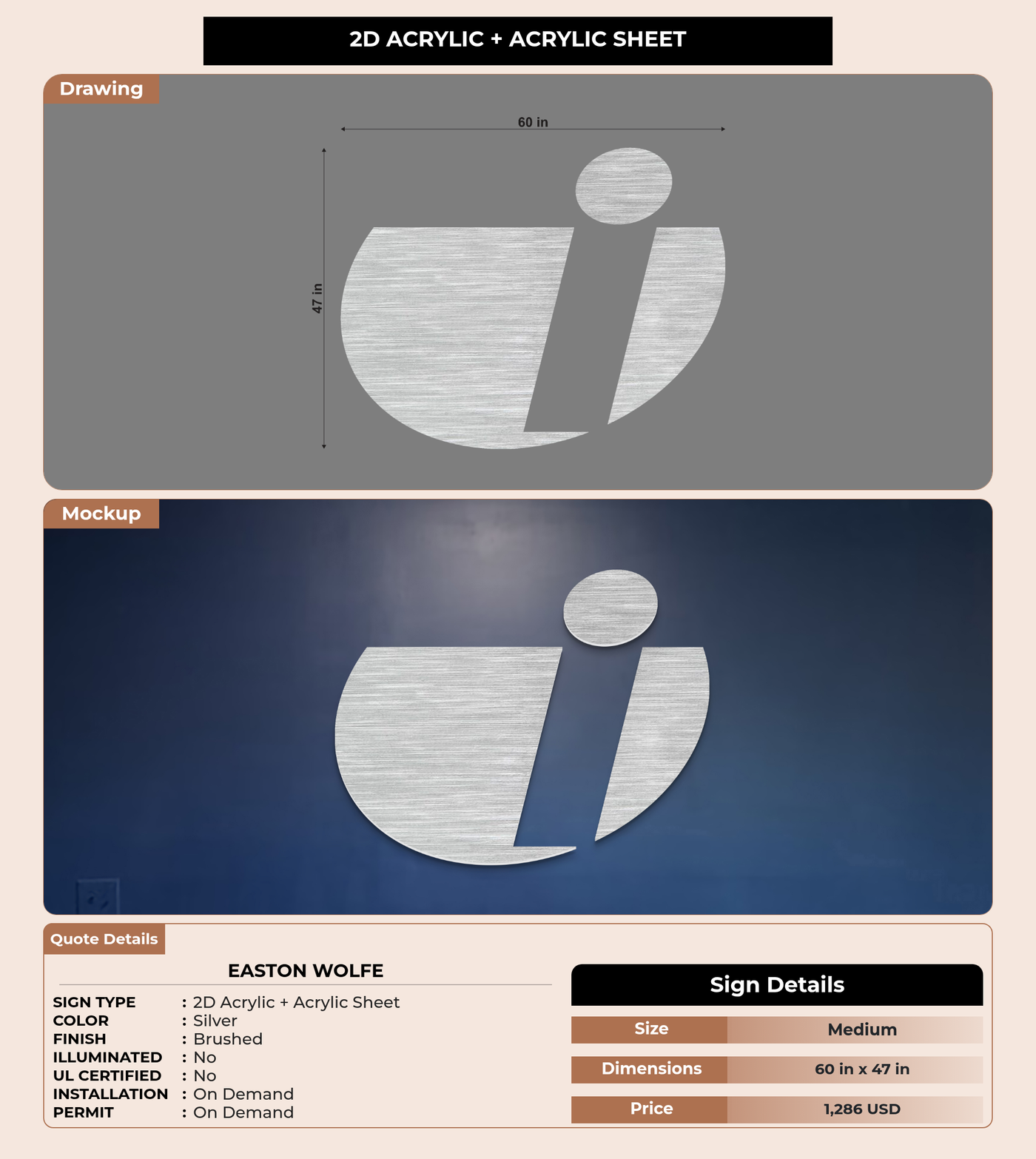 CUSTOM MOCKUP SIGN FOR Easton Wolfe