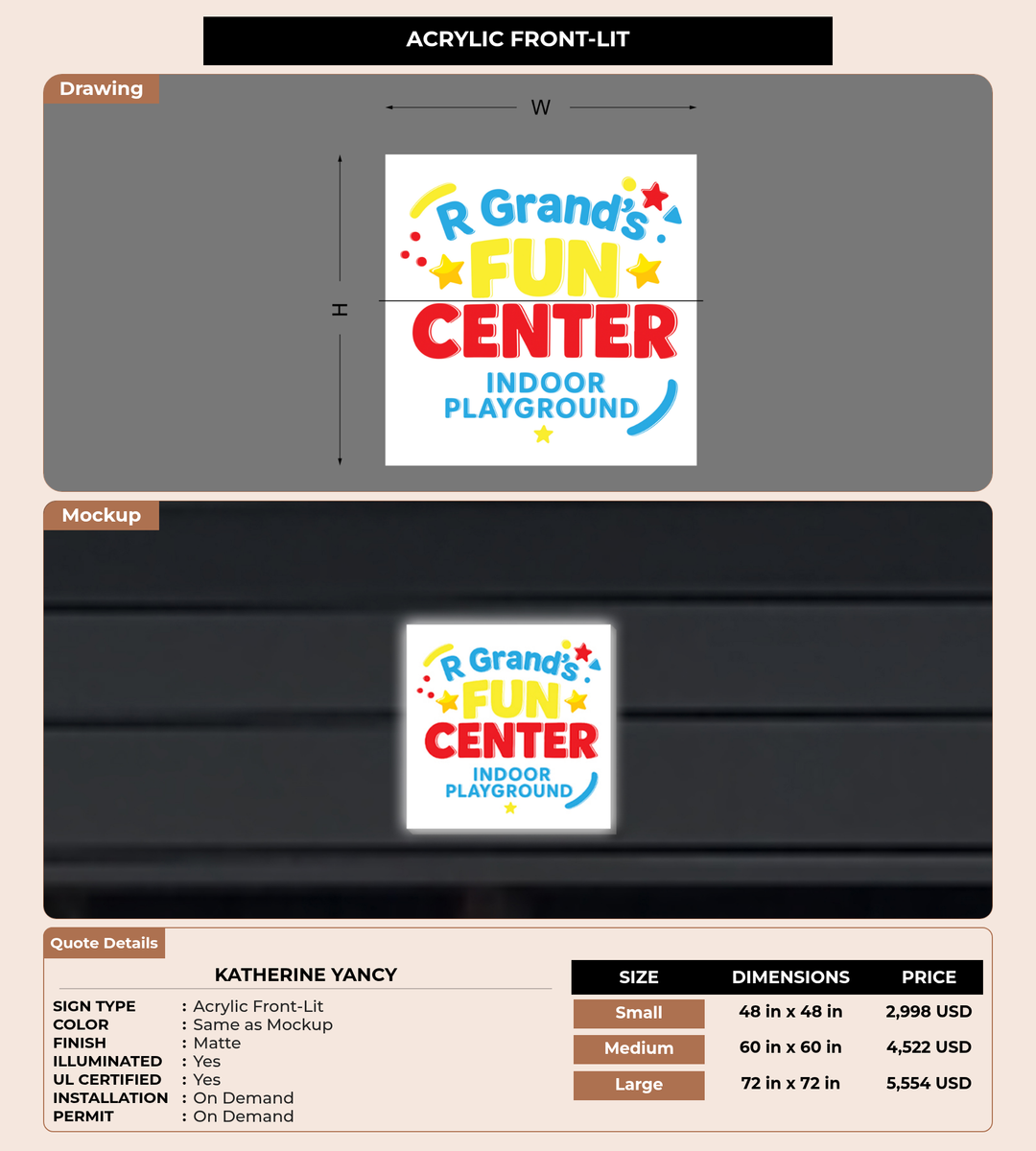 CUSTOM MOCKUP SIGN FOR Katherine Yancy