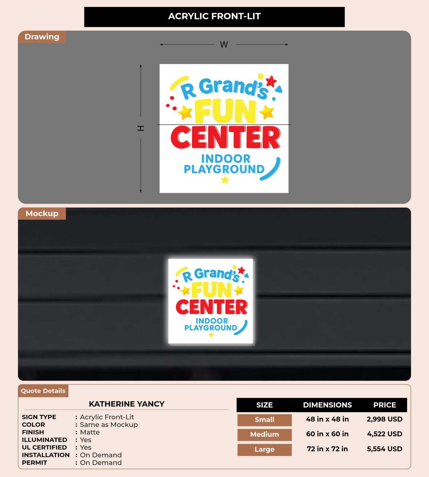 CUSTOM MOCKUP SIGN FOR Katherine Yancy