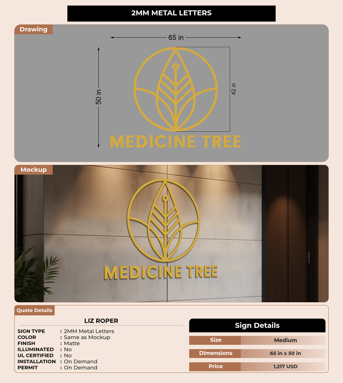 CUSTOM MOCKUP SIGN FOR Liz Roper