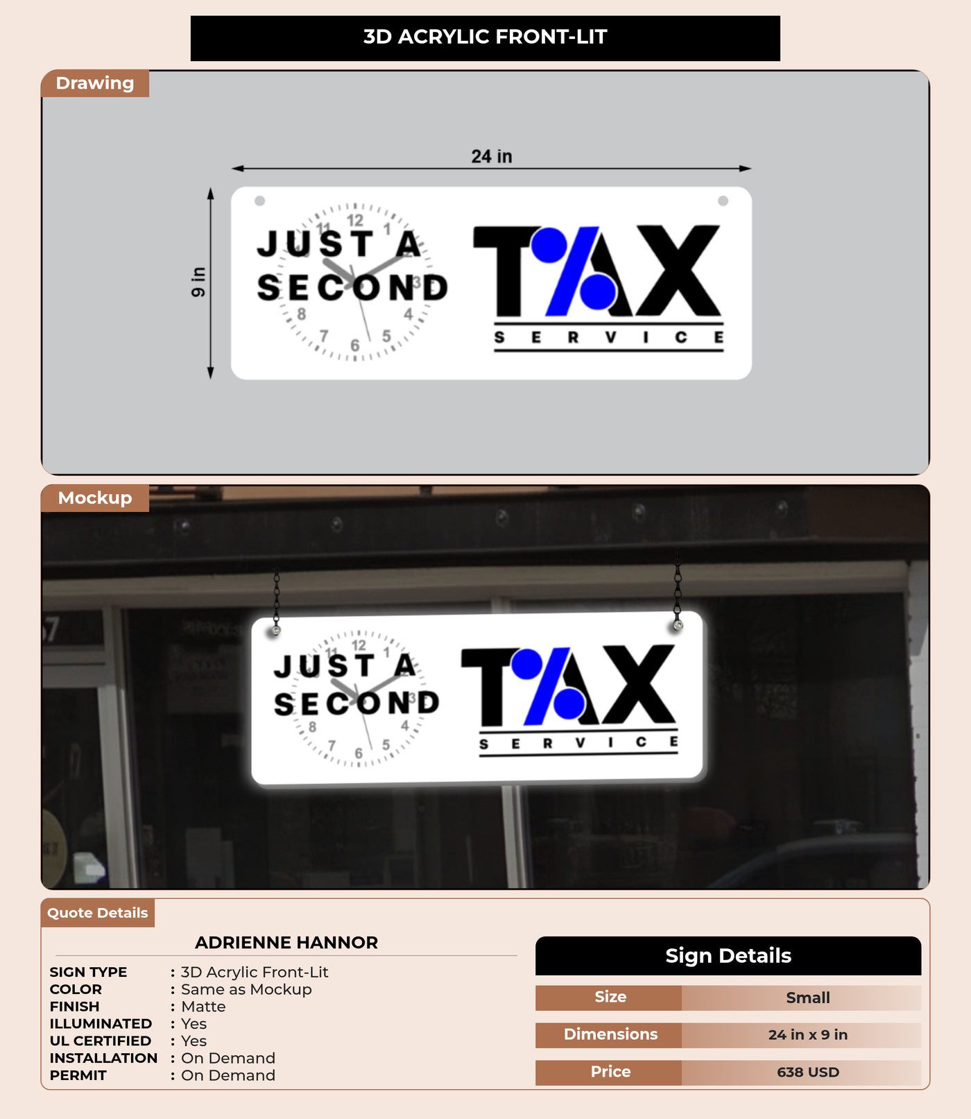 CUSTOM MOCKUP SIGN FOR Adrienne Hannor