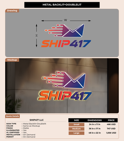 CUSTOM MOCKUP SIGN FOR Ship417 LLC