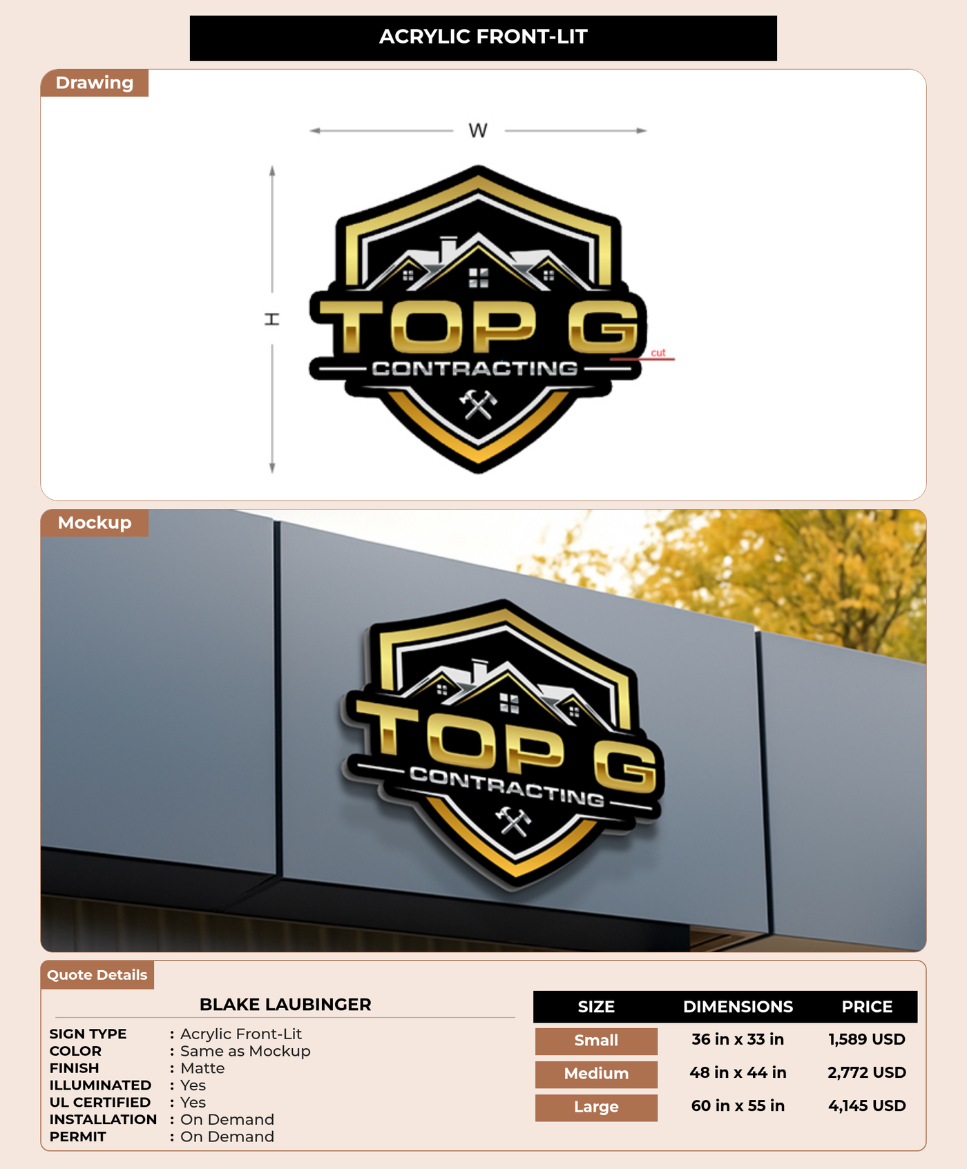 CUSTOM MOCKUP SIGN FOR Blake Laubinger