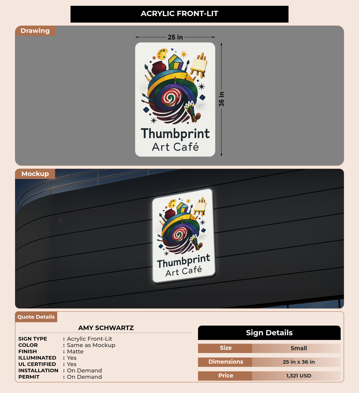 CUSTOM MOCKUP SIGN FOR Amy Schwartz