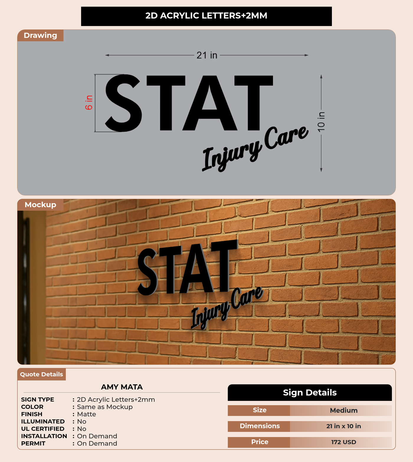 CUSTOM MOCKUP SIGN FOR Amy Mata