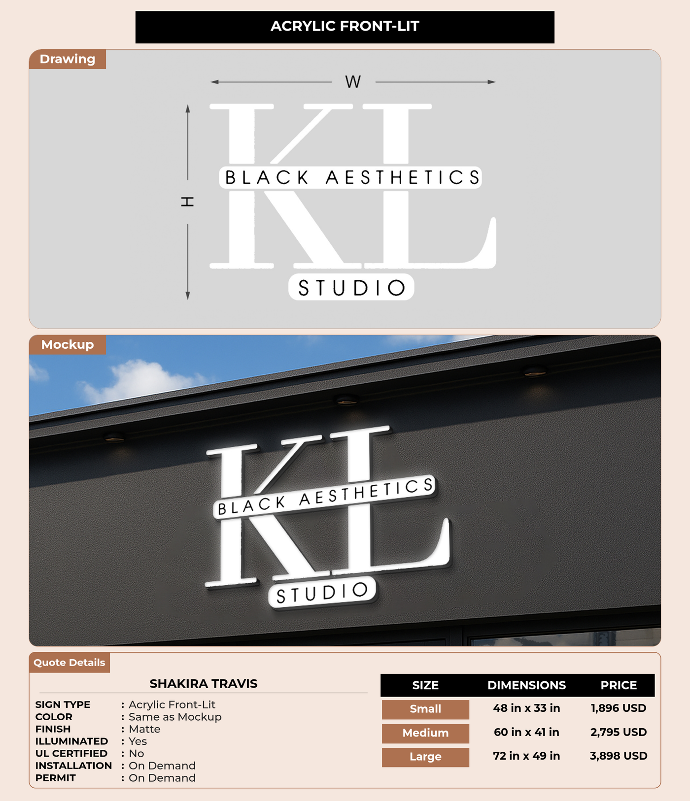 CUSTOM MOCKUP SIGN FOR Shakira Travis