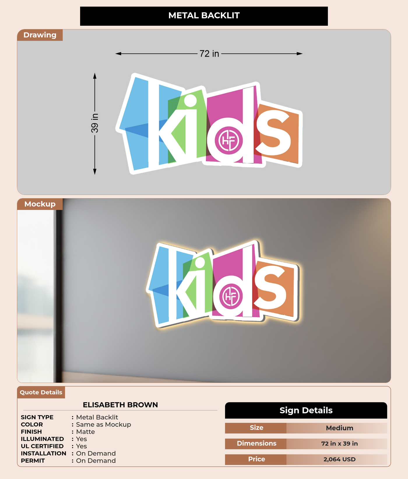 CUSTOM MOCKUP SIGN FOR Elisabeth Brown