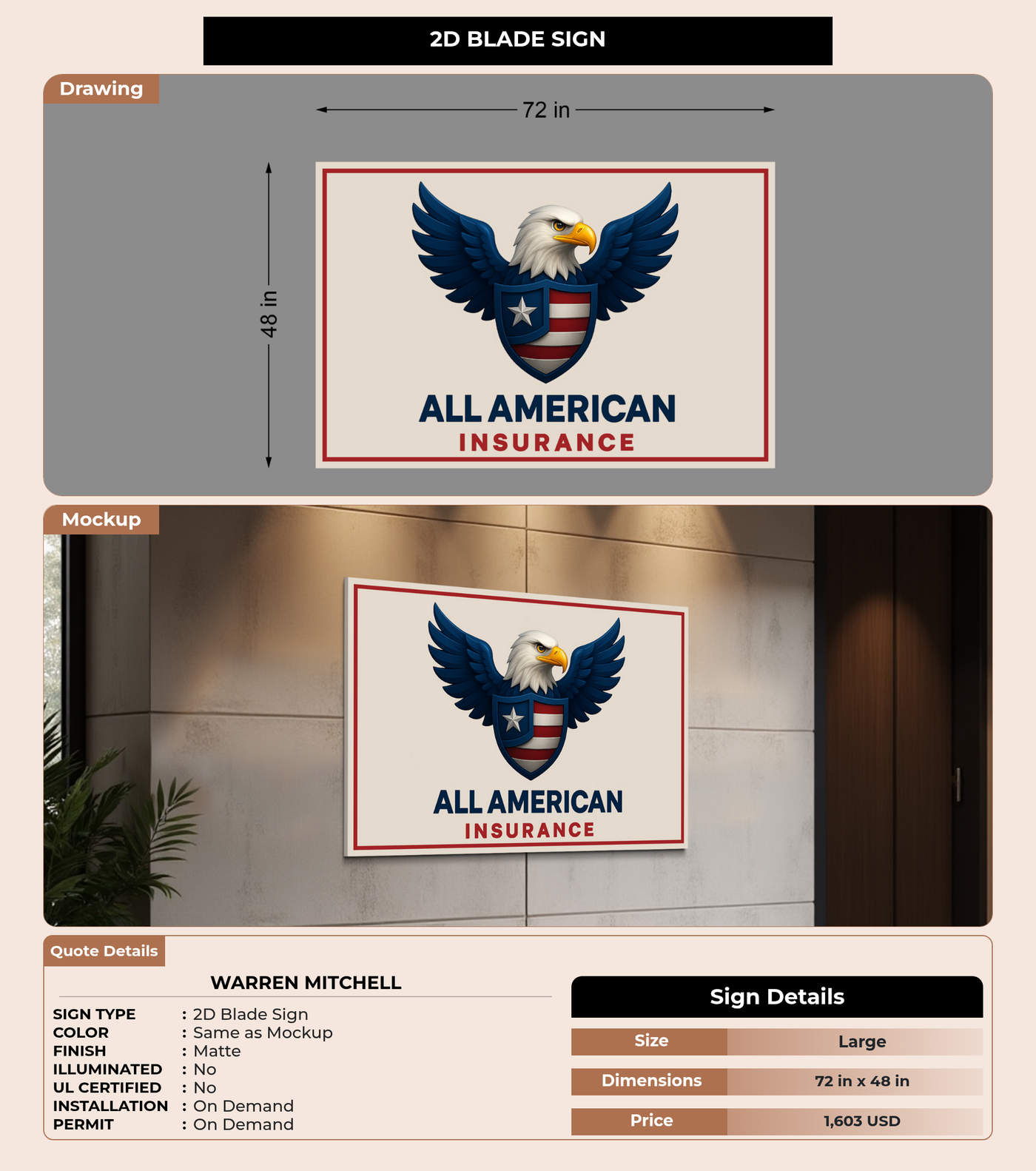 CUSTOM MOCKUP SIGN FOR Warren Mitchell