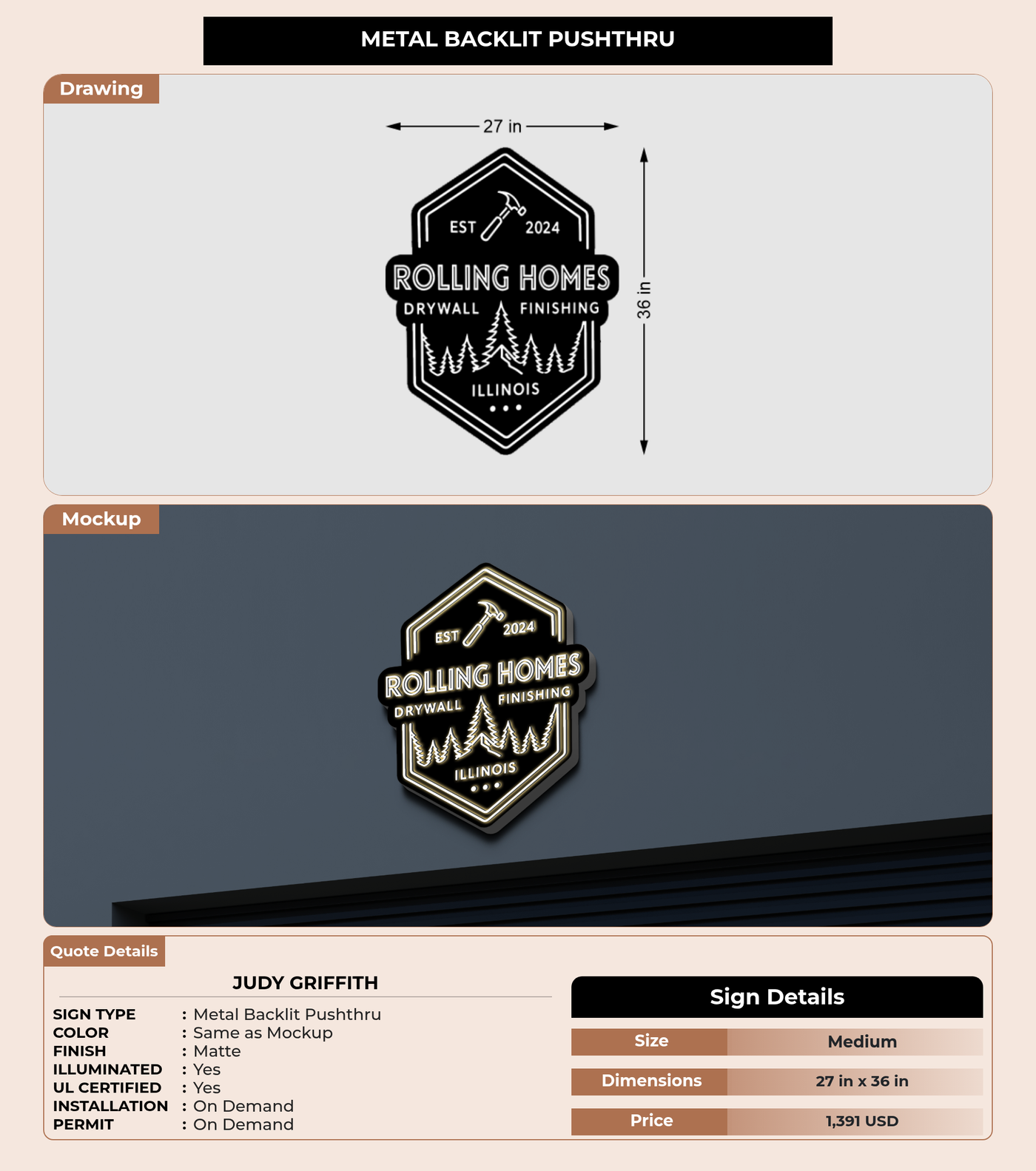 CUSTOM MOCKUP SIGN FOR Judy Griffith