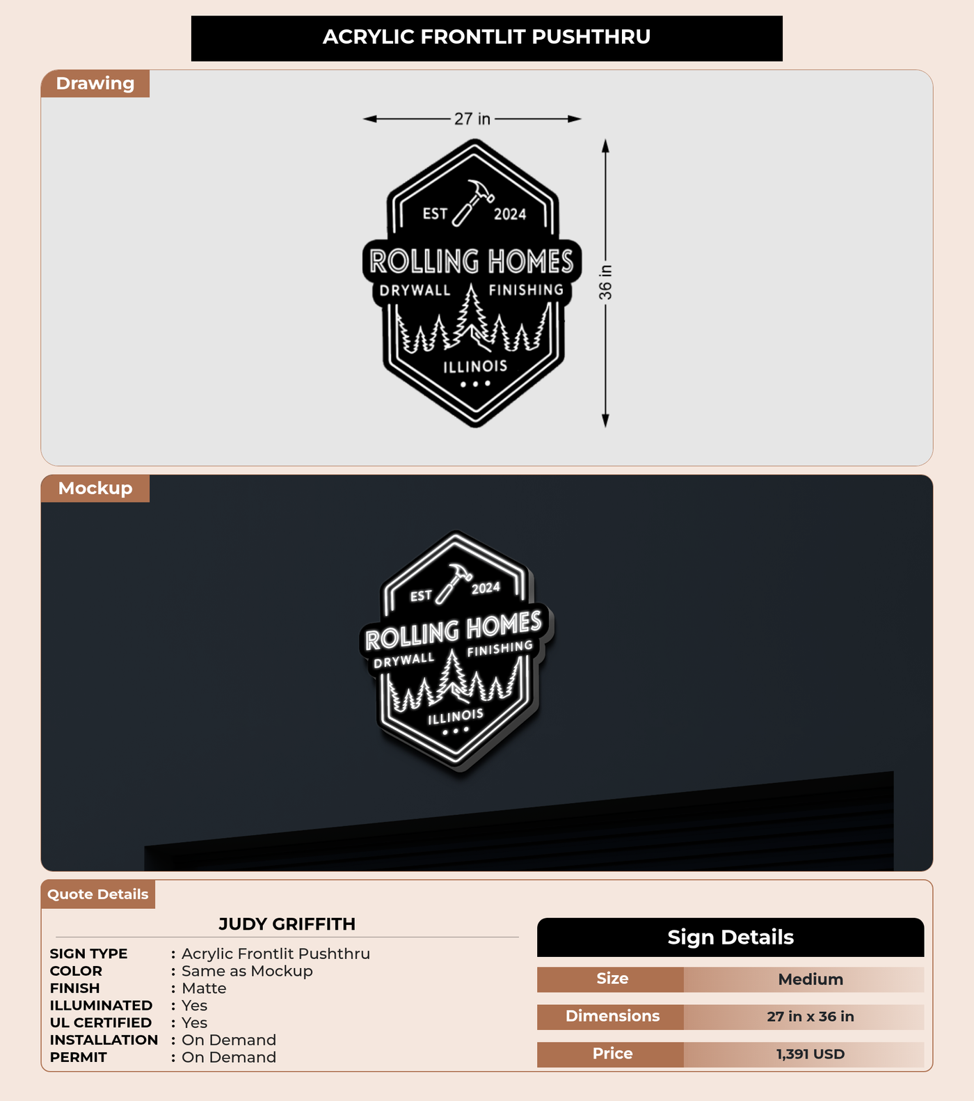 CUSTOM MOCKUP SIGN FOR Judy Griffith