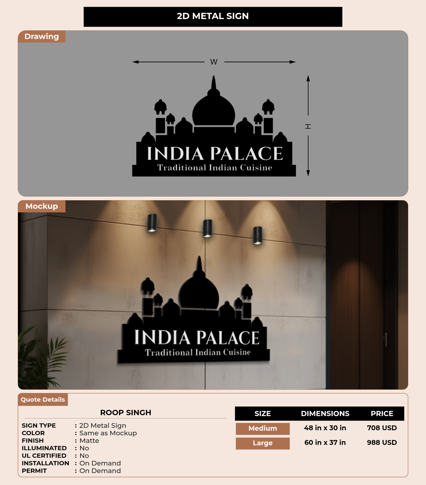 CUSTOM MOCKUP SIGN FOR Roop Singh