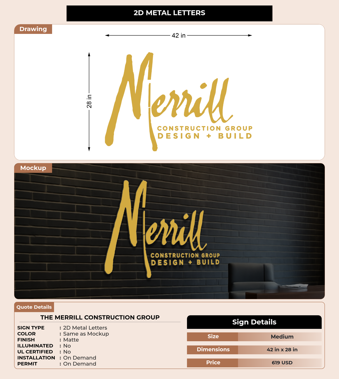CUSTOM MOCKUP SIGN FOR The Merrill Construction Group