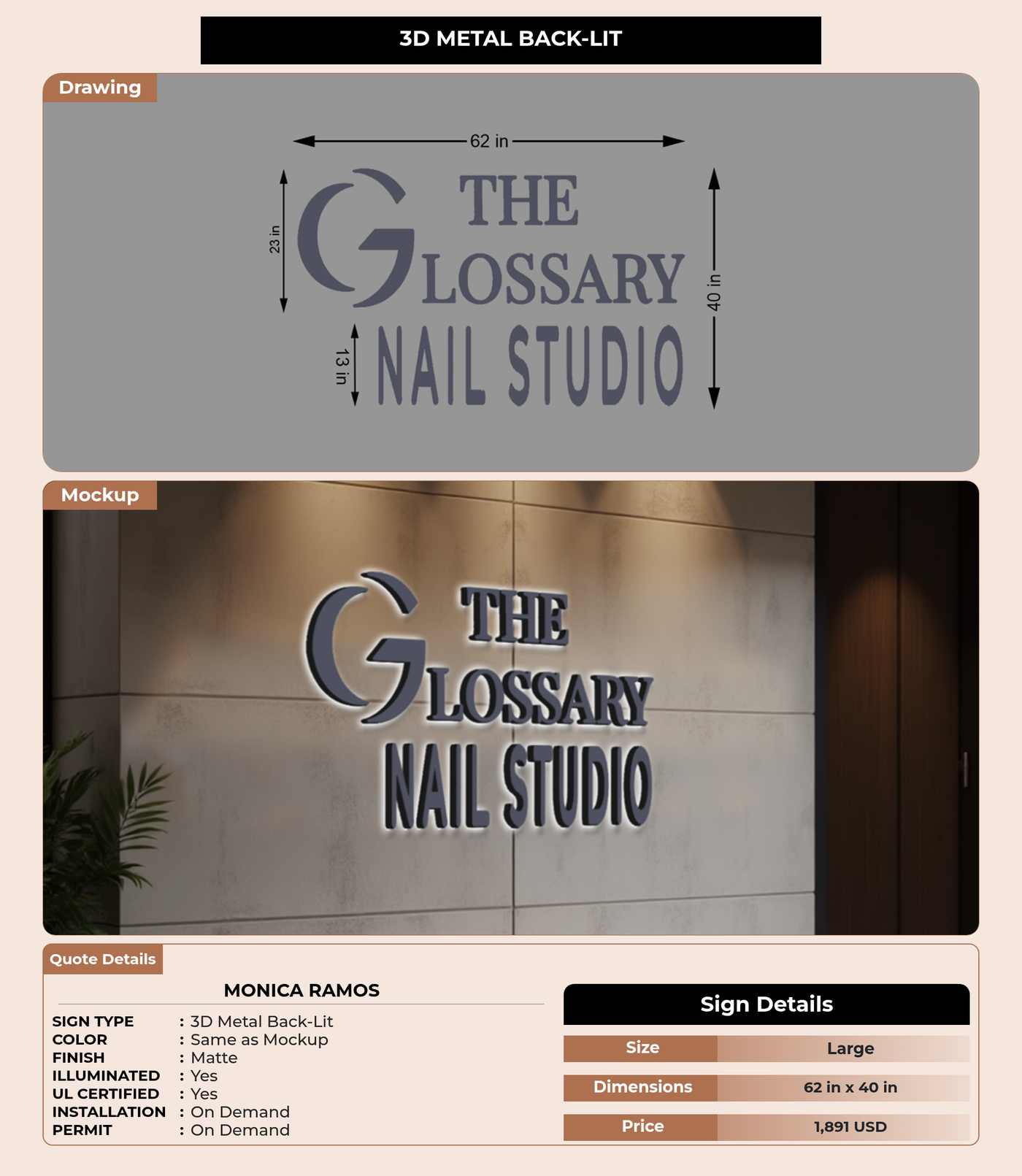 CUSTOM MOCKUP SIGN FOR Monica Ramos