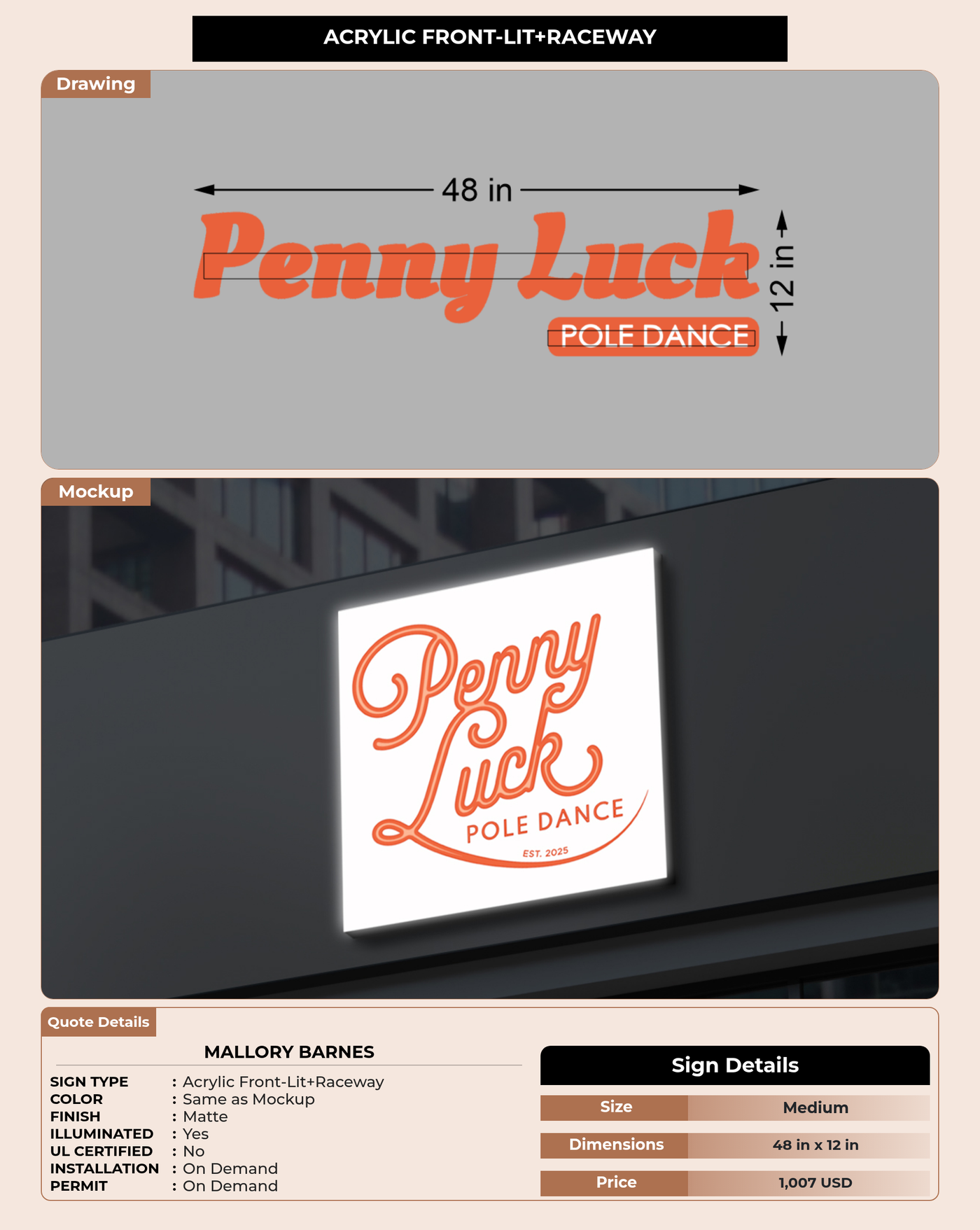 CUSTOM MOCKUP SIGN FOR Mallory Barnes