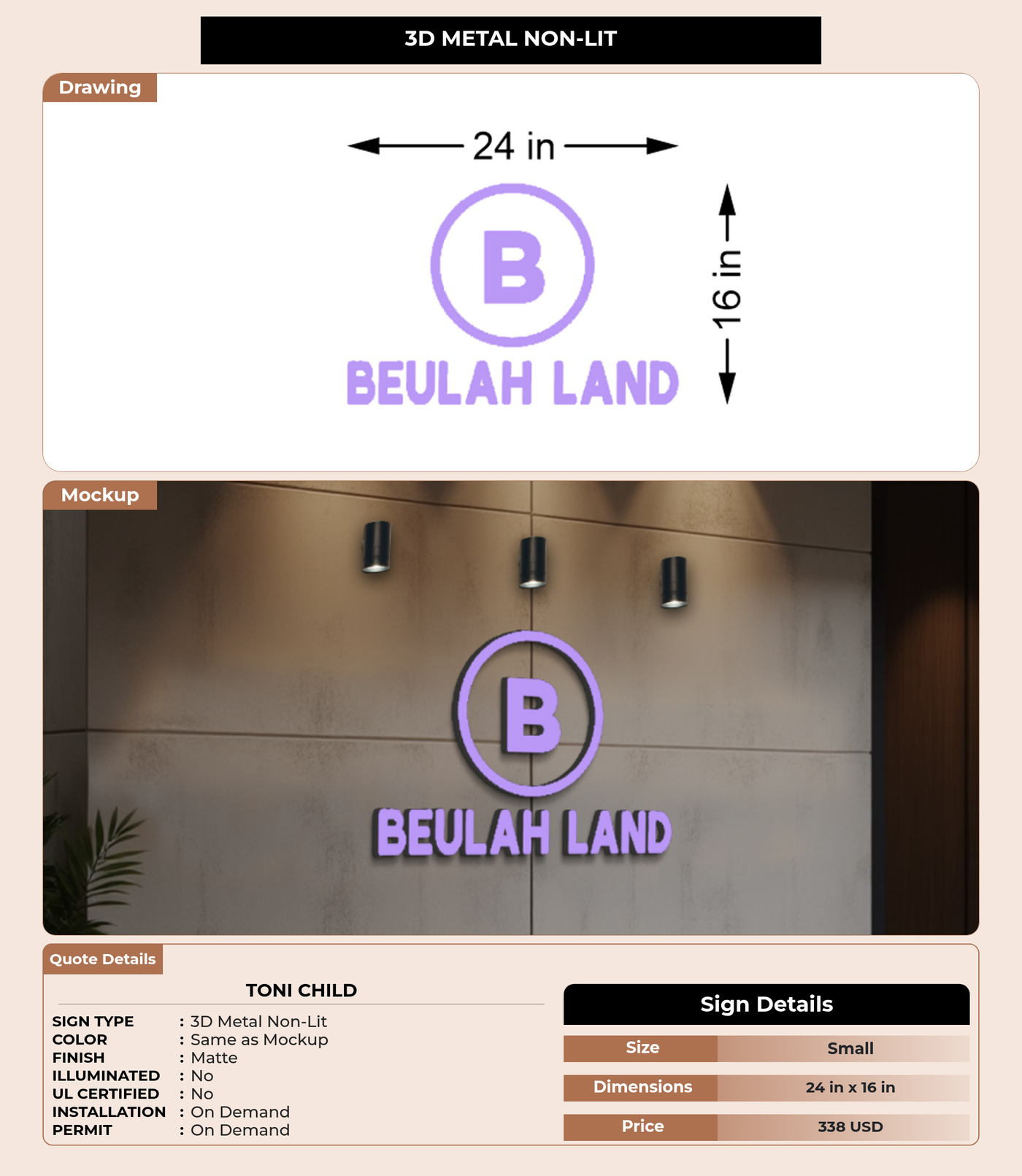 CUSTOM MOCKUP SIGN FOR Toni Child