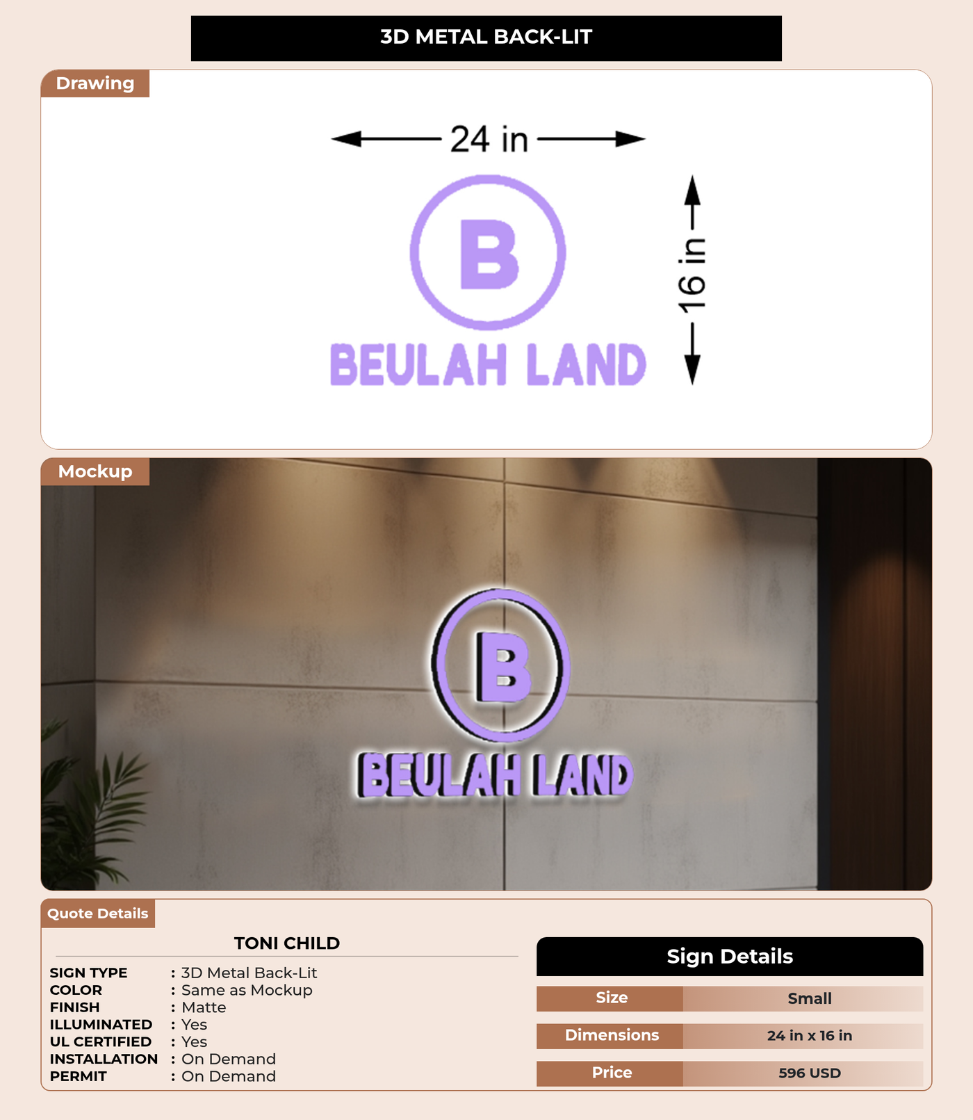 CUSTOM MOCKUP SIGN FOR Toni Child