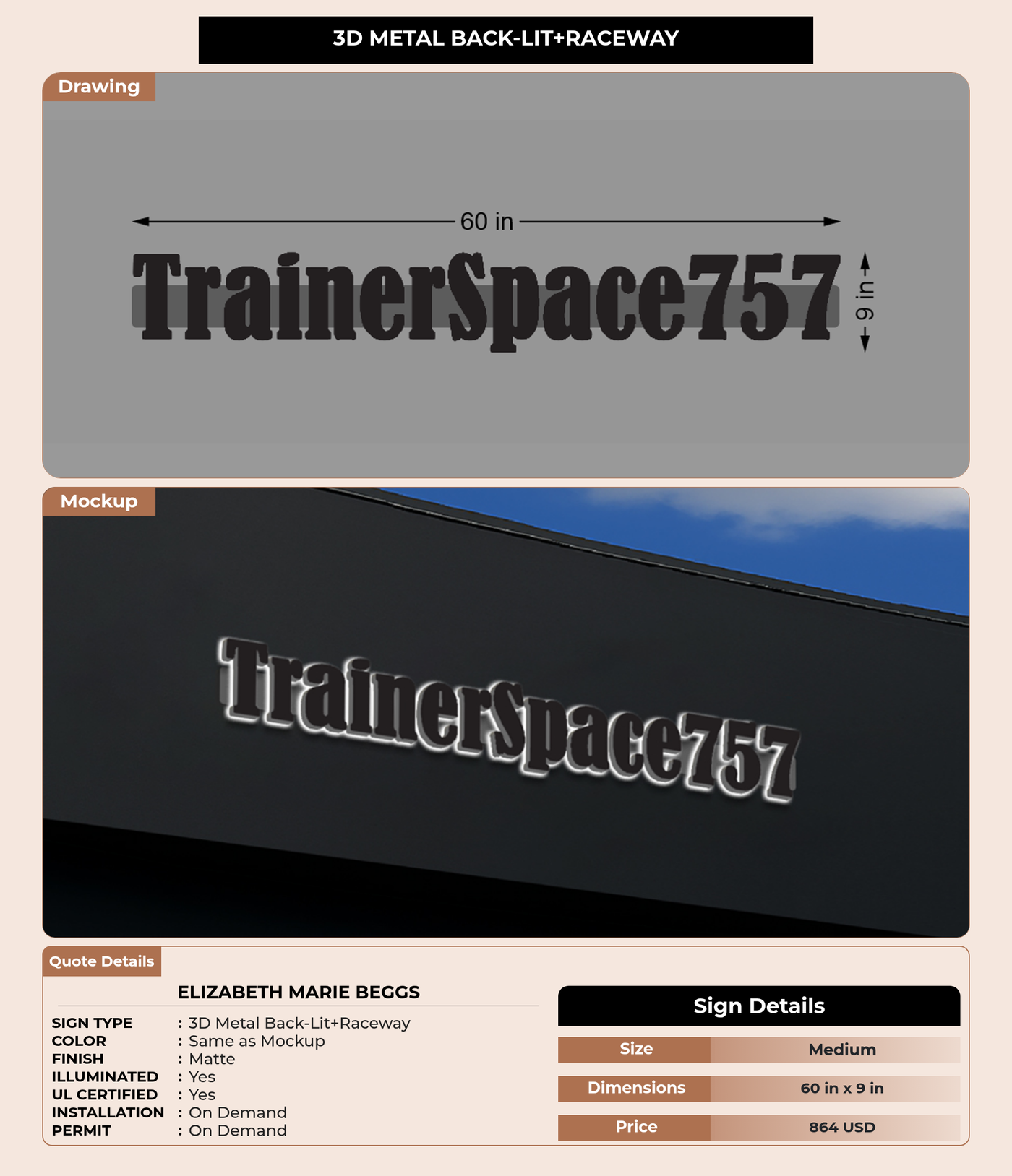 CUSTOM MOCKUP SIGN FOR Elizabeth Marie Beggs