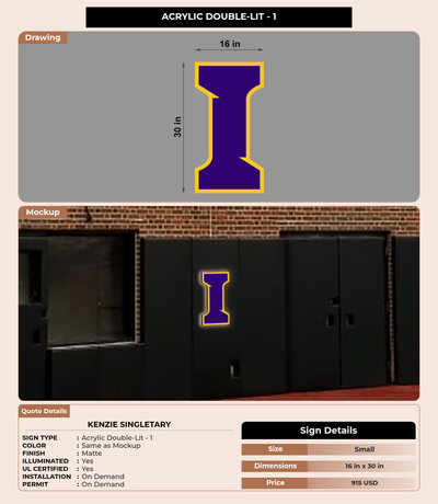 CUSTOM MOCKUP SIGN FOR Kenzie Singletary