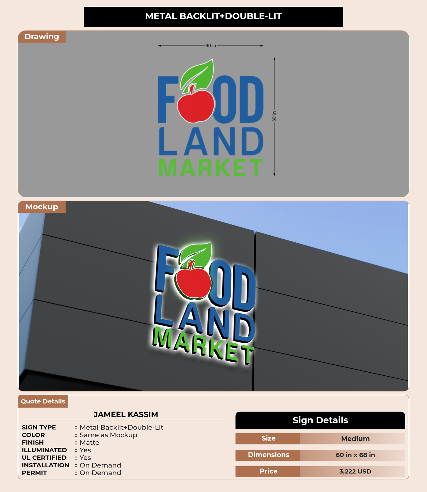 CUSTOM MOCKUP SIGN FOR Jameel Kassim