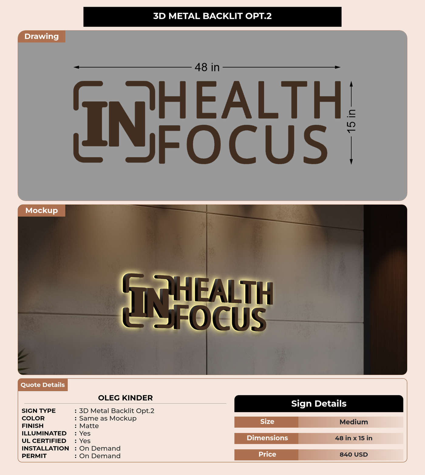 CUSTOM MOCKUP SIGN FOR Oleg Kinder