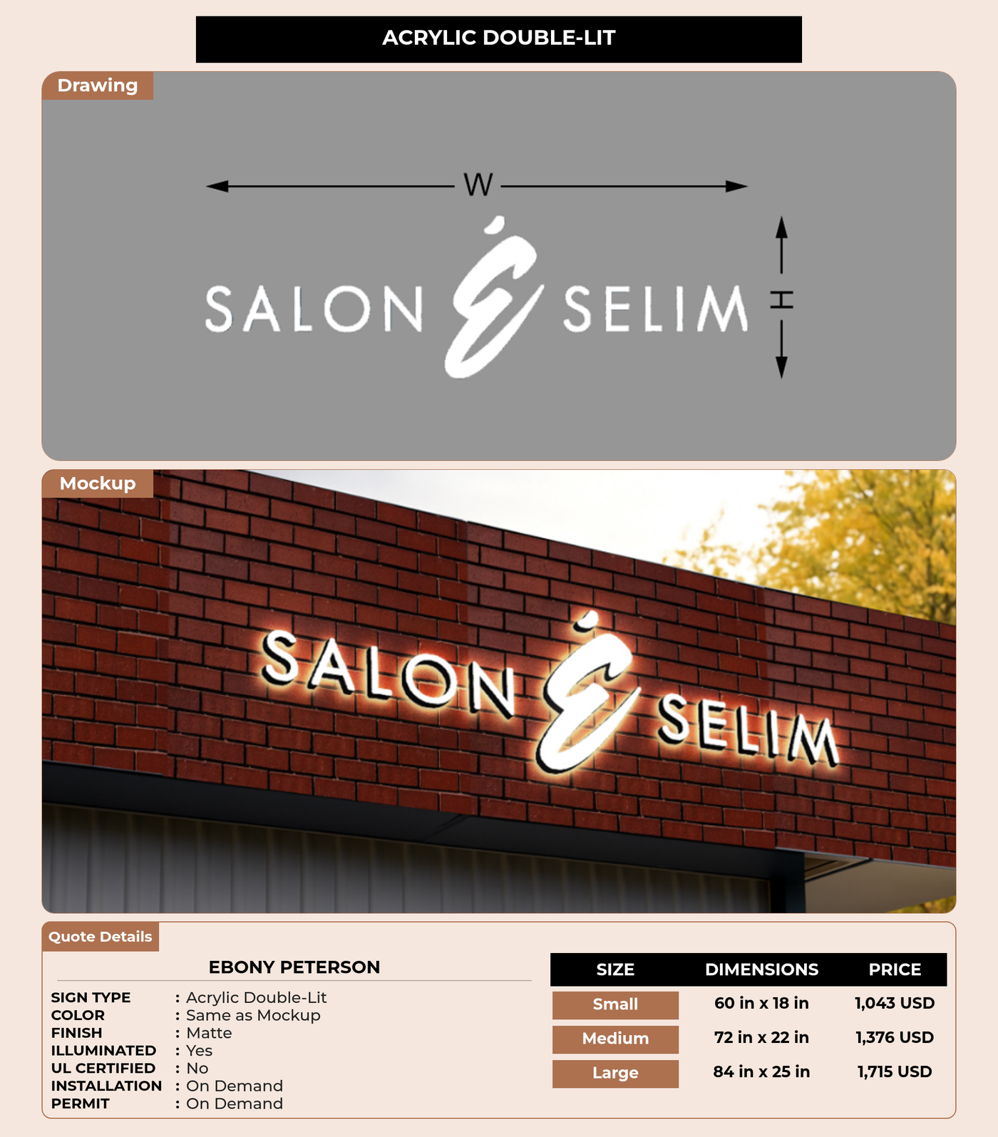 CUSTOM MOCKUP SIGN FOR Ebony Peterson