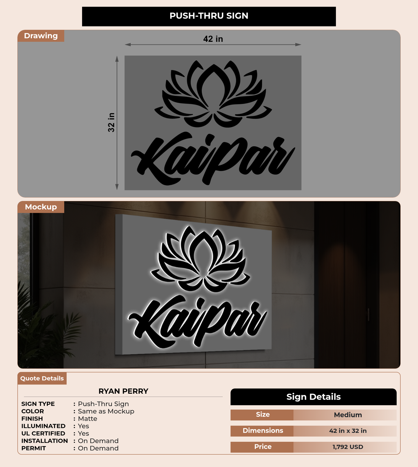 CUSTOM MOCKUP SIGN FOR Ryan Perry