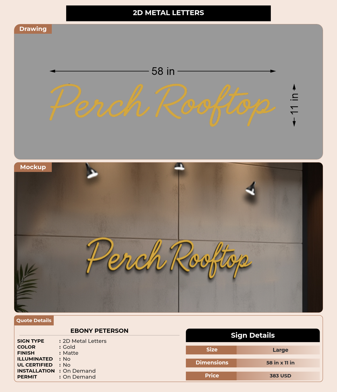 CUSTOM MOCKUP SIGN FOR Ebony Peterson