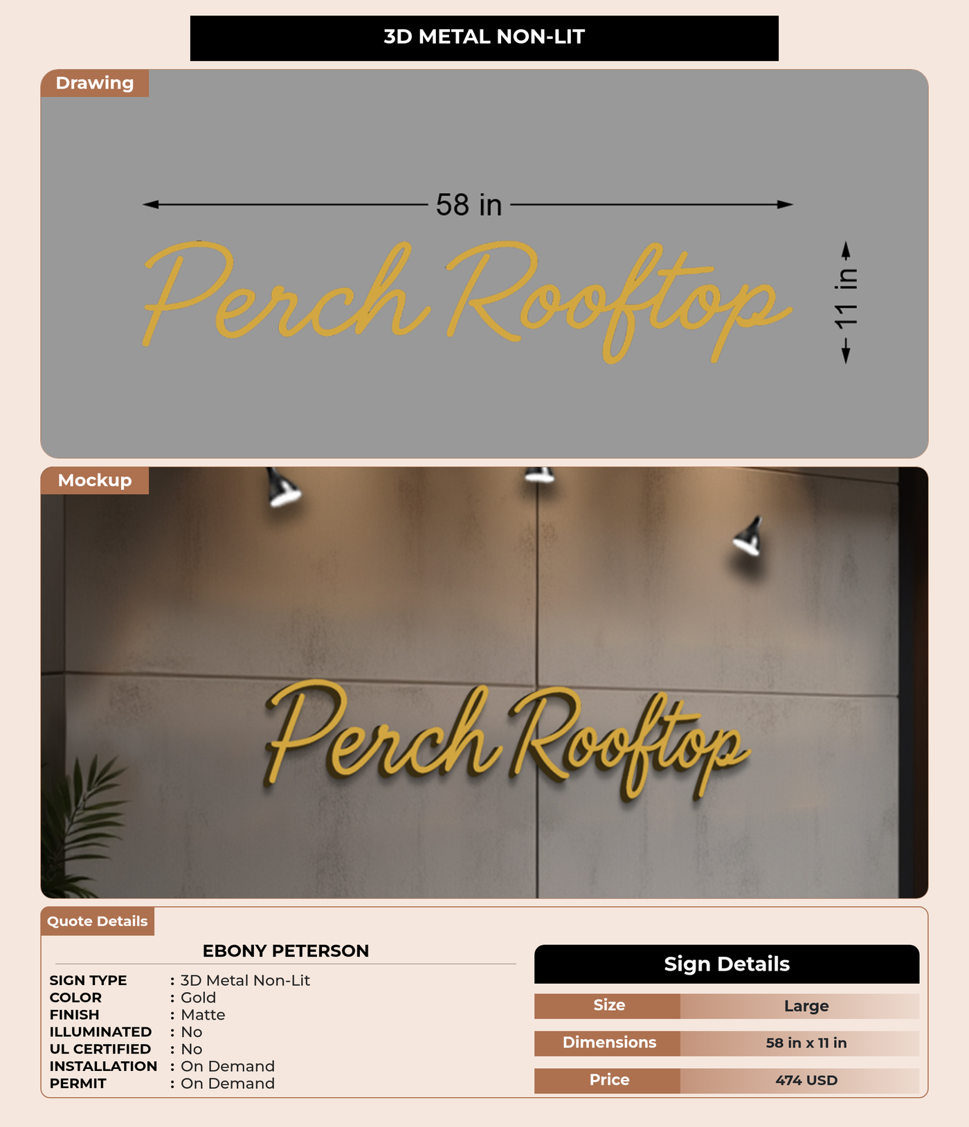 CUSTOM MOCKUP SIGN FOR Ebony Peterson