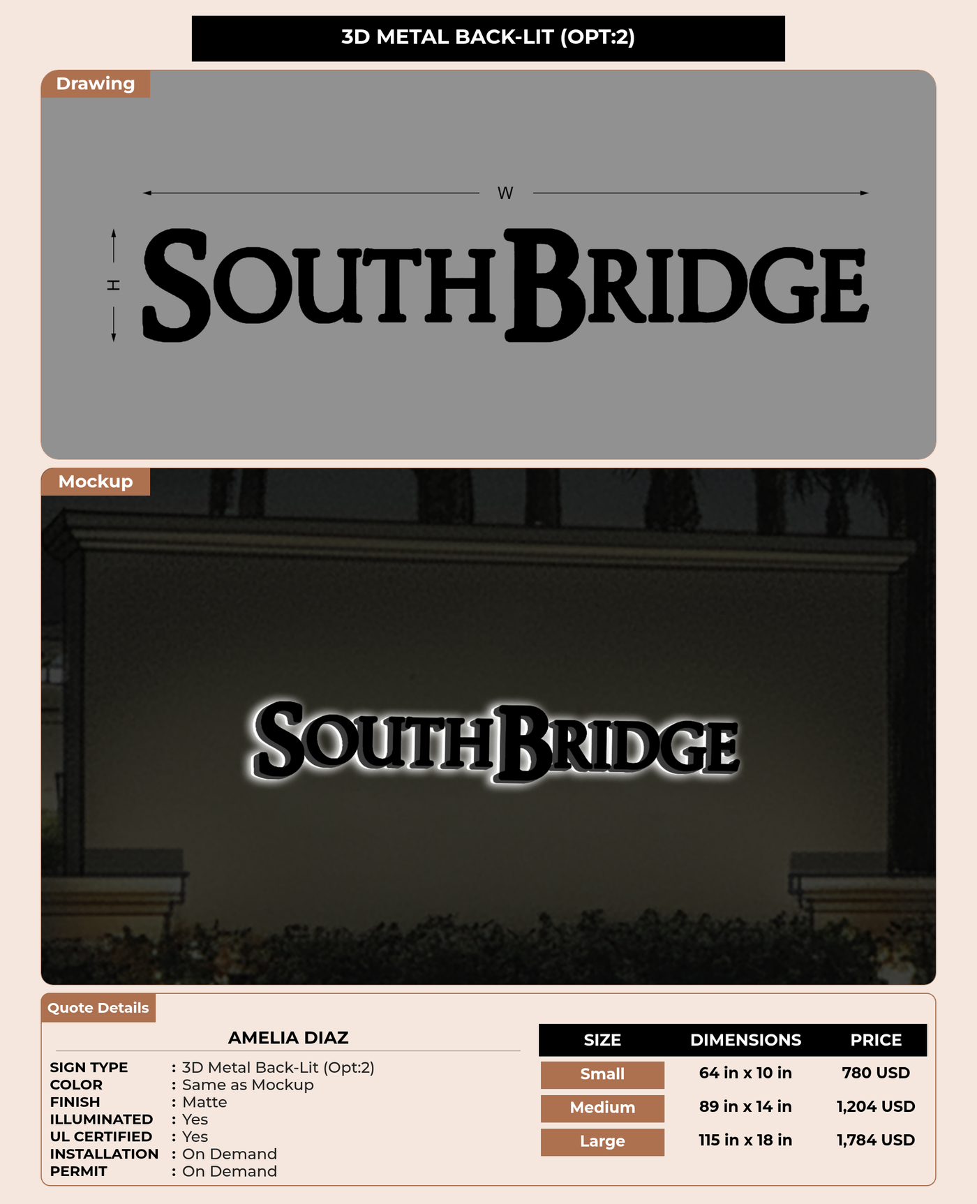 CUSTOM MOCKUP SIGN FOR Amelia Diaz