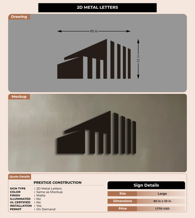 CUSTOM MOCKUP SIGN FOR Prestige Construction
