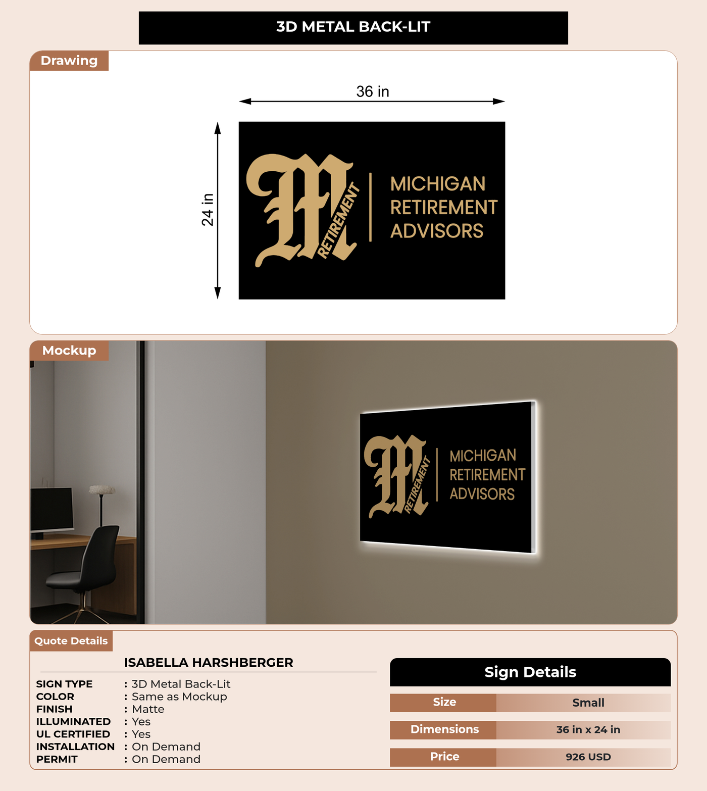 CUSTOM MOCKUP SIGN FOR Isabella Harshberger