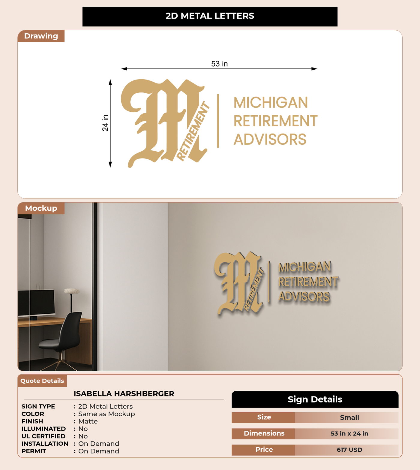 CUSTOM MOCKUP SIGN FOR Isabella Harshberger