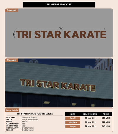 CUSTOM MOCKUP SIGN FOR Tri-Star Karate / Jerry Wiles